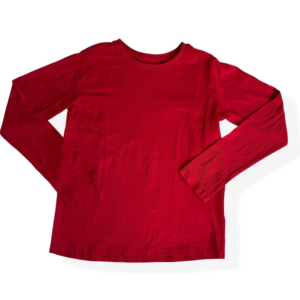 Lands End Red Long Sleeve Cotton Tee Boys Small 6-7